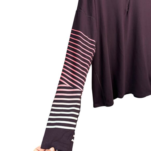 Nike Dri-Fit Half Zip Running Top Purple Stripe Sleeve Women’s Large Long Sleeve - Picture 5 of 10